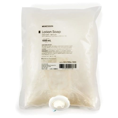 McKesson Pack of 10 Refill Bags of Lotion Soap 1; 000 mL Liquid Hand Soap with Aloe for Moisturizing the Skin Neutral PH Fresh Scent Gentle & Effectiv