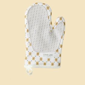 Anti-Scalding Microwave Cotton Non-Slip Insulation Gloves Oven Mitts  Kitchen Heat Resistant Thickened Cotton Heat Insulation Microwave Oven Oven Anti (Color: White, type: Right)