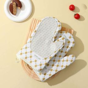 Anti-Scalding Microwave Cotton Non-Slip Insulation Gloves Oven Mitts  Kitchen Heat Resistant Thickened Cotton Heat Insulation Microwave Oven Oven Anti (Color: White, type: 1 Pair)